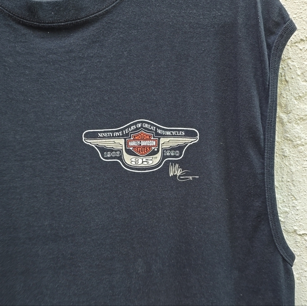 Vintage 1998 Harley Davidson 95 Years Black Sleeveless T-Shirt Size XL - Picture 5 of 10